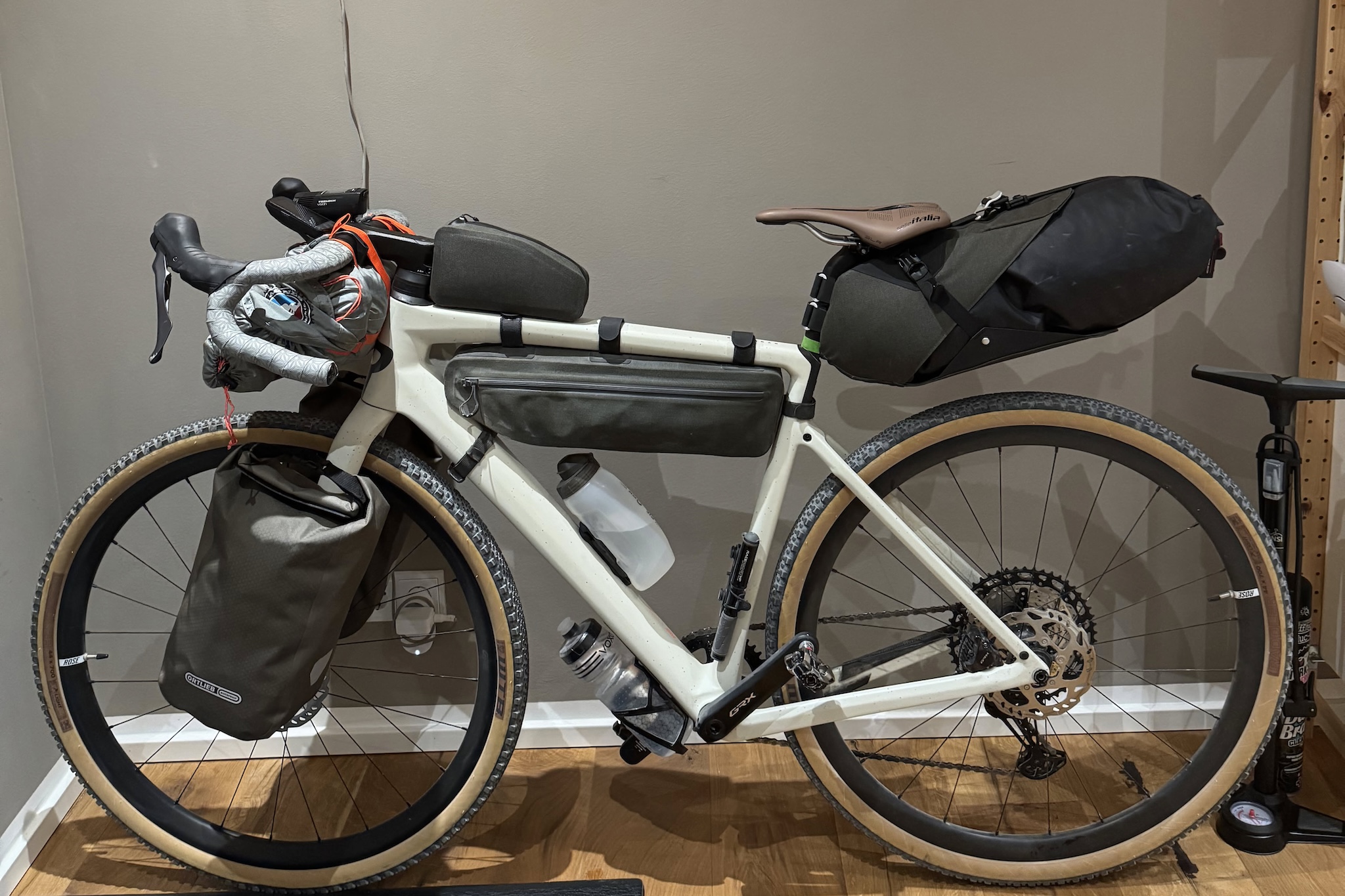 My bike packed with everything I need