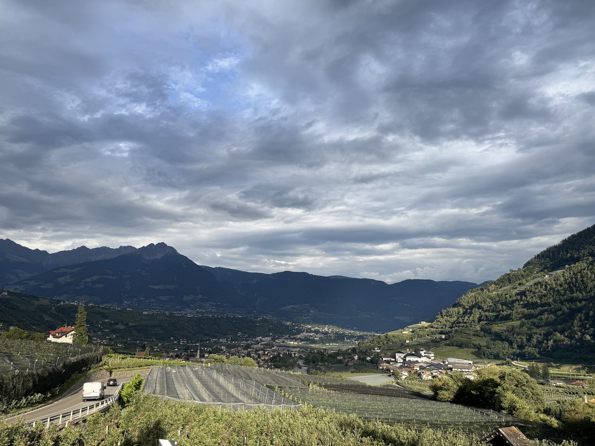 The valley below with cities and apple orchards